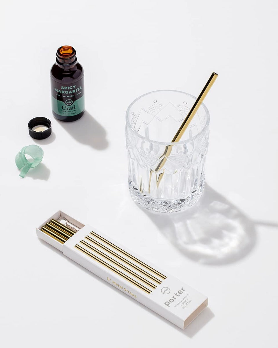 W&P Porter Set of 4 Metal Straws, 5 inches (3 colors) - Pupsik Singapore