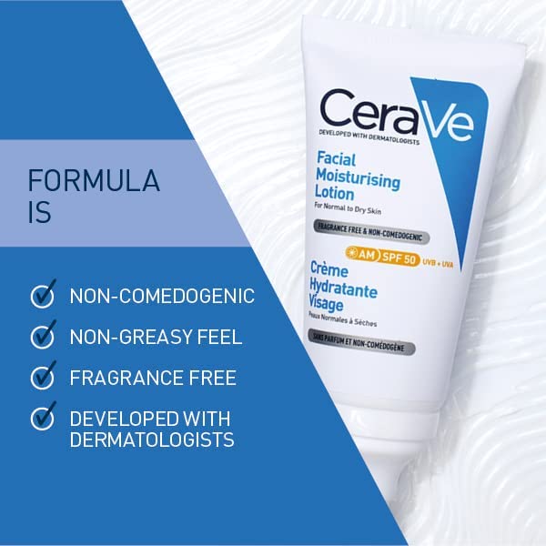 CeraVe Facial AM Moisturizing Lotion SPF50, 52ml (Exp 09/26)