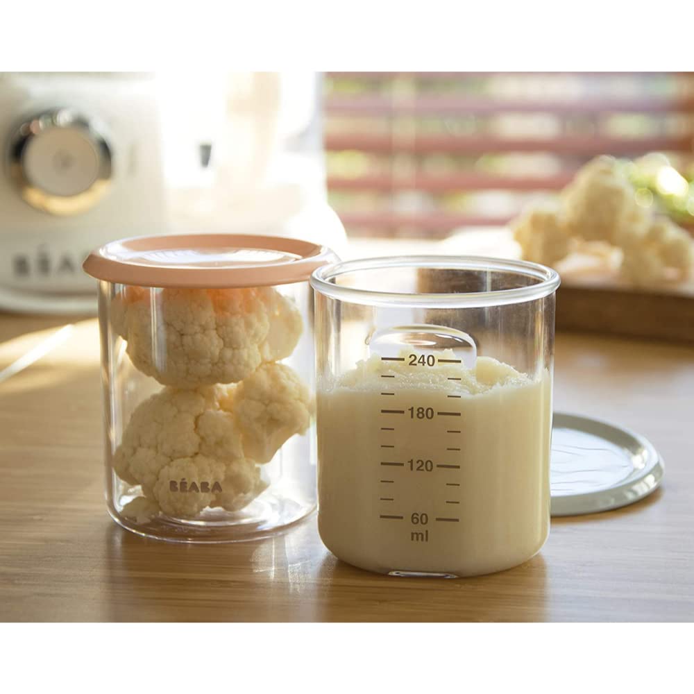 Beaba Maxi Portion Tritan Food Jar, 2 x 240ml - Light Blue/Grey
