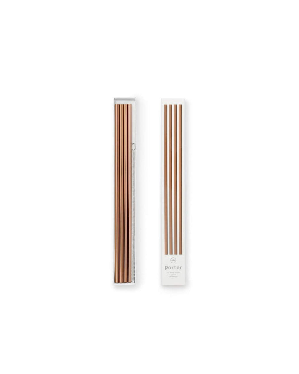 W&P Porter Set of 4 Metal Straws, 10 inches (3 colors) - Pupsik Singapore