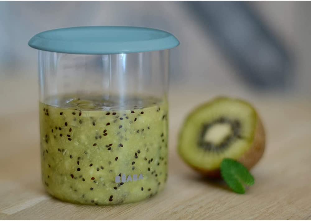 Beaba Maxi Portion Tritan Food Jar, 2 x 240ml - Light Blue/Grey - Pupsik Singapore