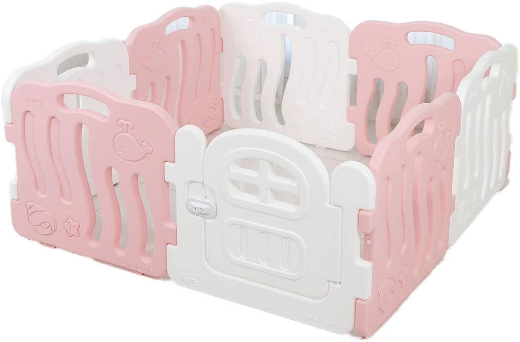 IFAM Shell Baby Play Yard & Door (8pc) - Pink/White