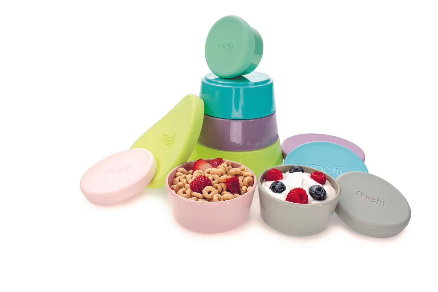 Melii Stacking & Nesting Containers with Silicone Lids, 12 pieces