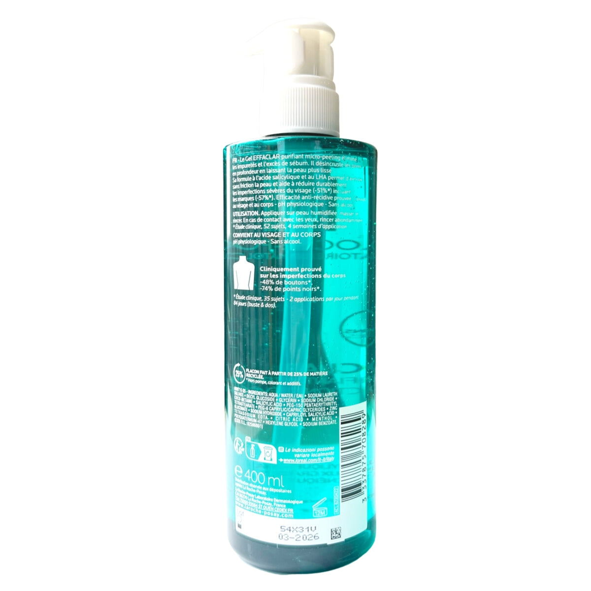 La Roche-Posay Effaclar Micro-Peeling Purifying Gel Cleanser, 400ml (Exp 06/26)