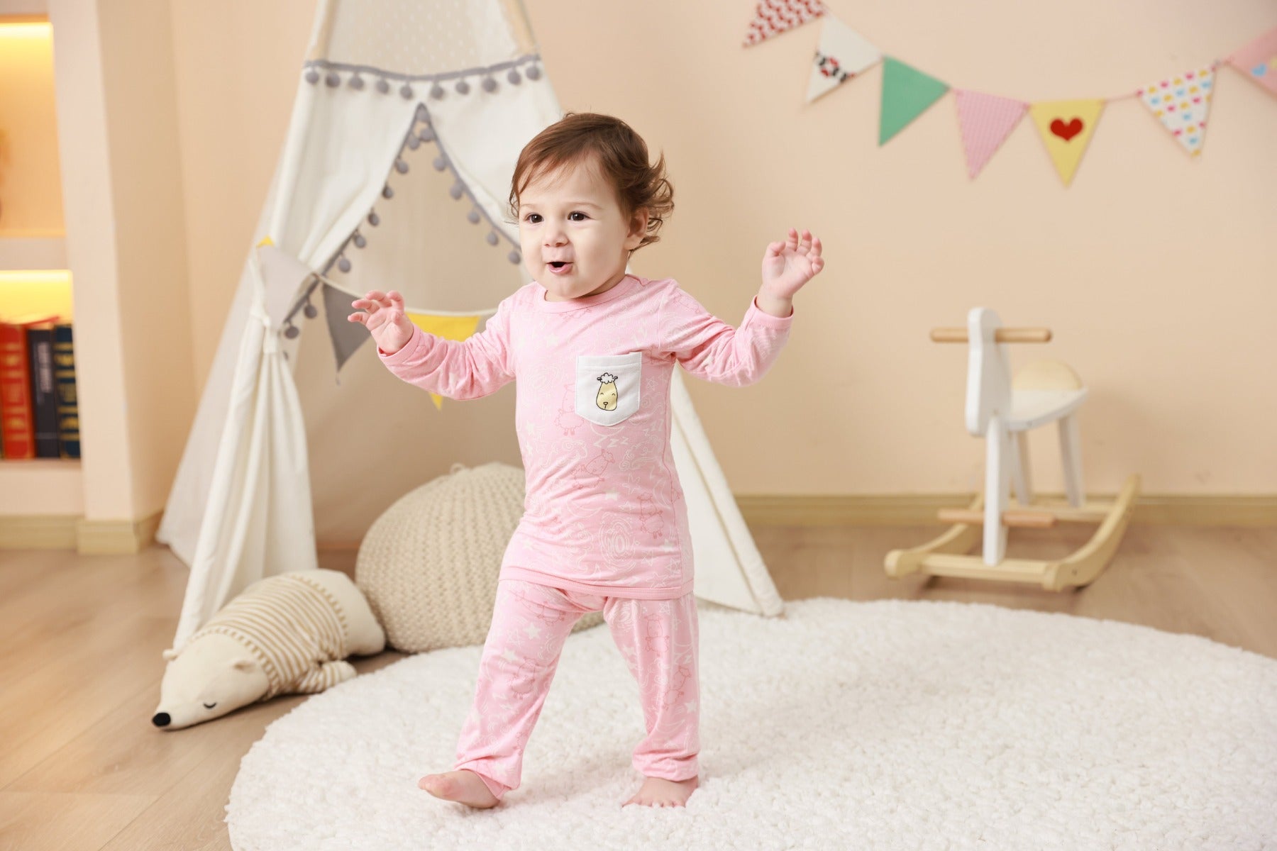 Baa Baa Sheepz Baby Long Sleeve Pyjama Set - Baa Baa in the Universe Pink (4 Sizes)