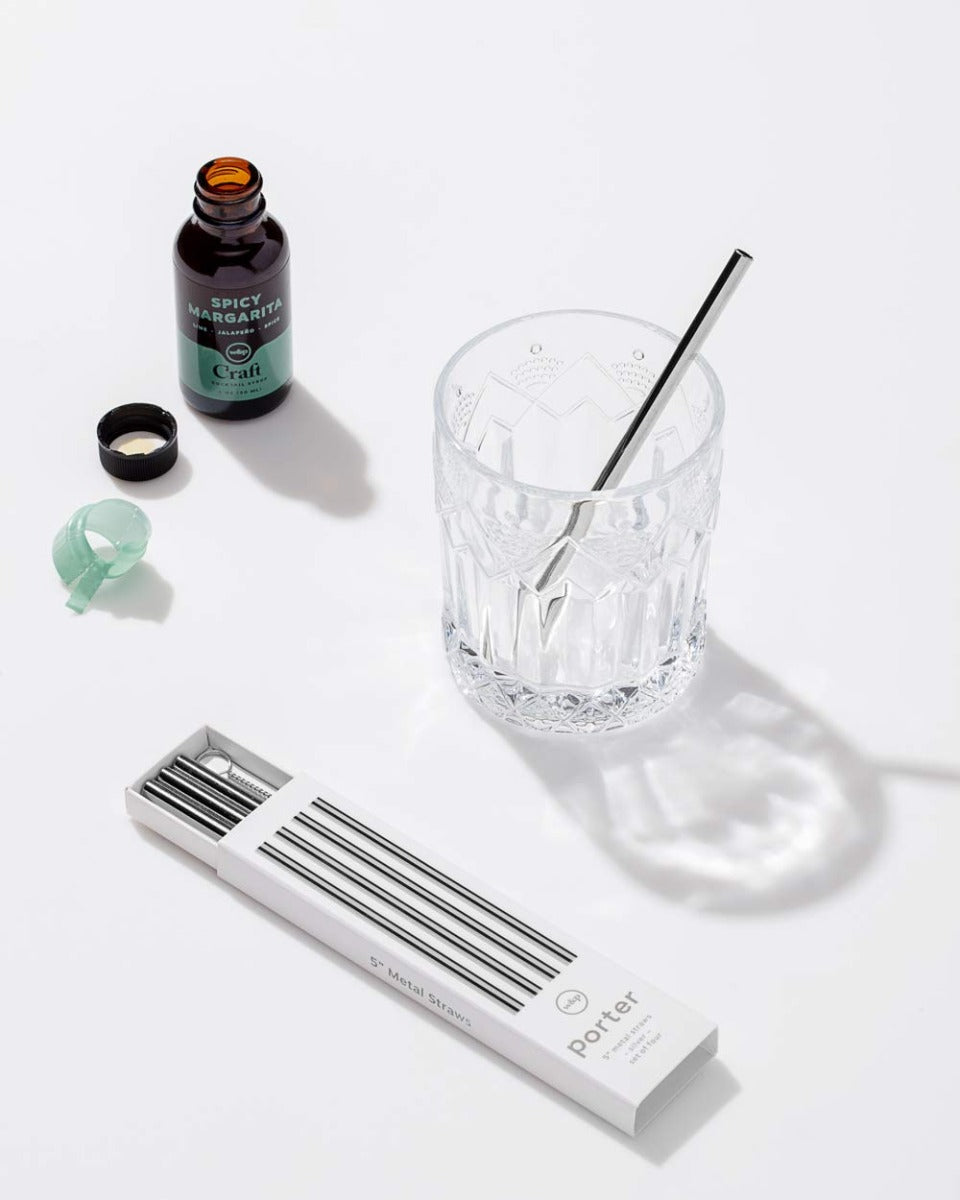 W&P Porter Set of 4 Metal Straws, 10 inches (3 colors) - Pupsik Singapore