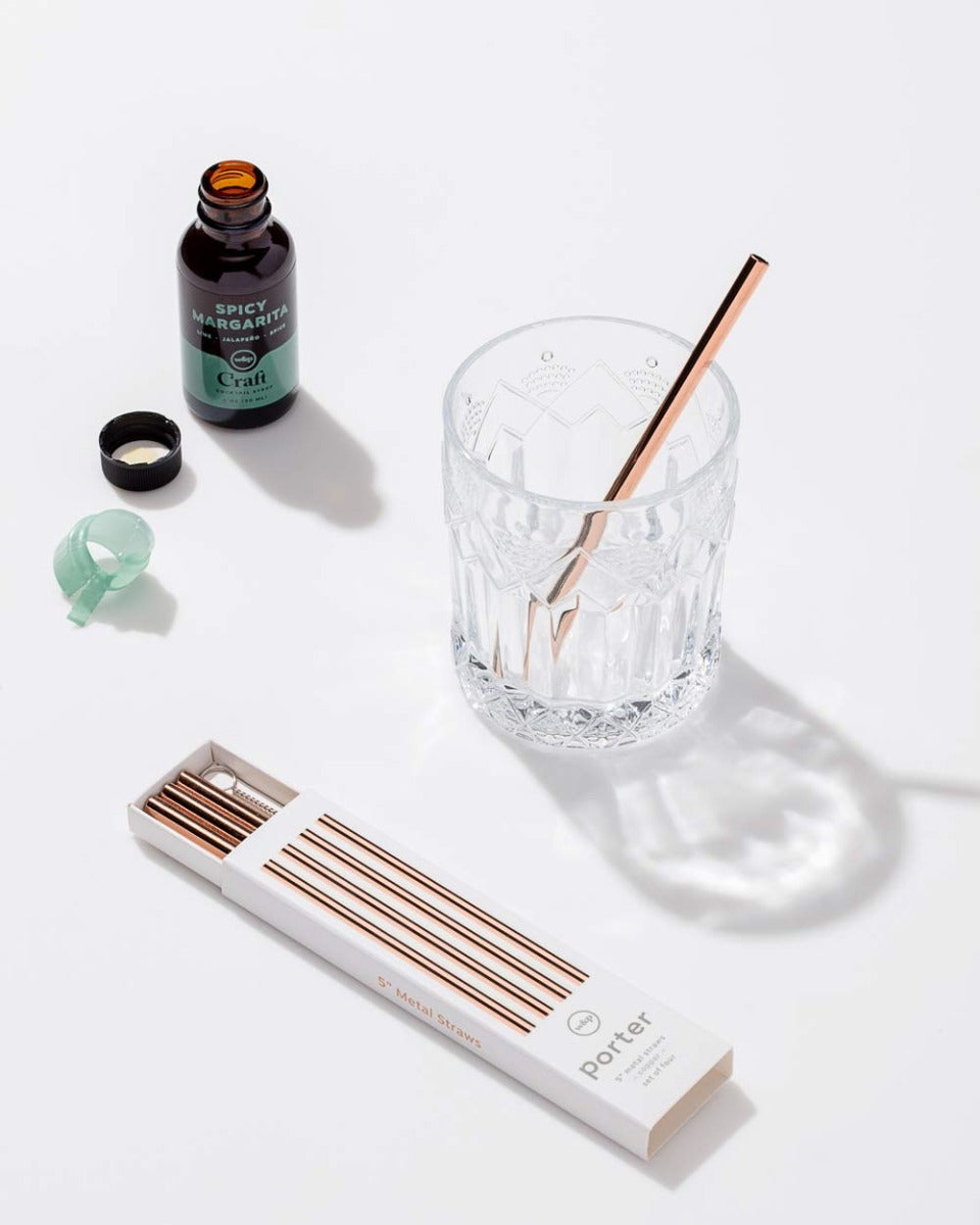 W&P Porter Set of 4 Metal Straws, 5 inches (3 colors) - Pupsik Singapore