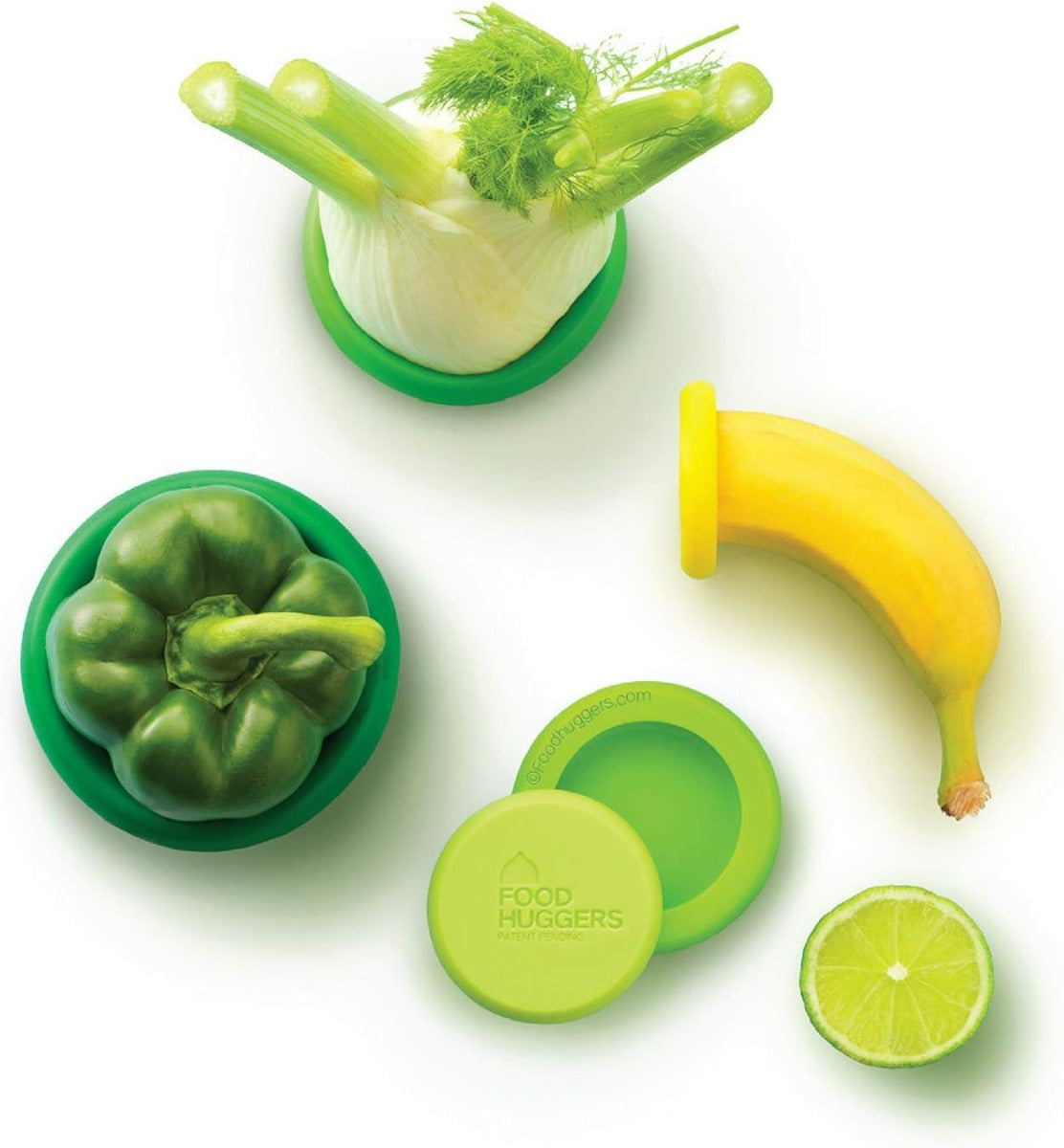 Food Huggers Set of 5 Reusable Silicone Food Savers (4 Colors) - Pupsik Singapore