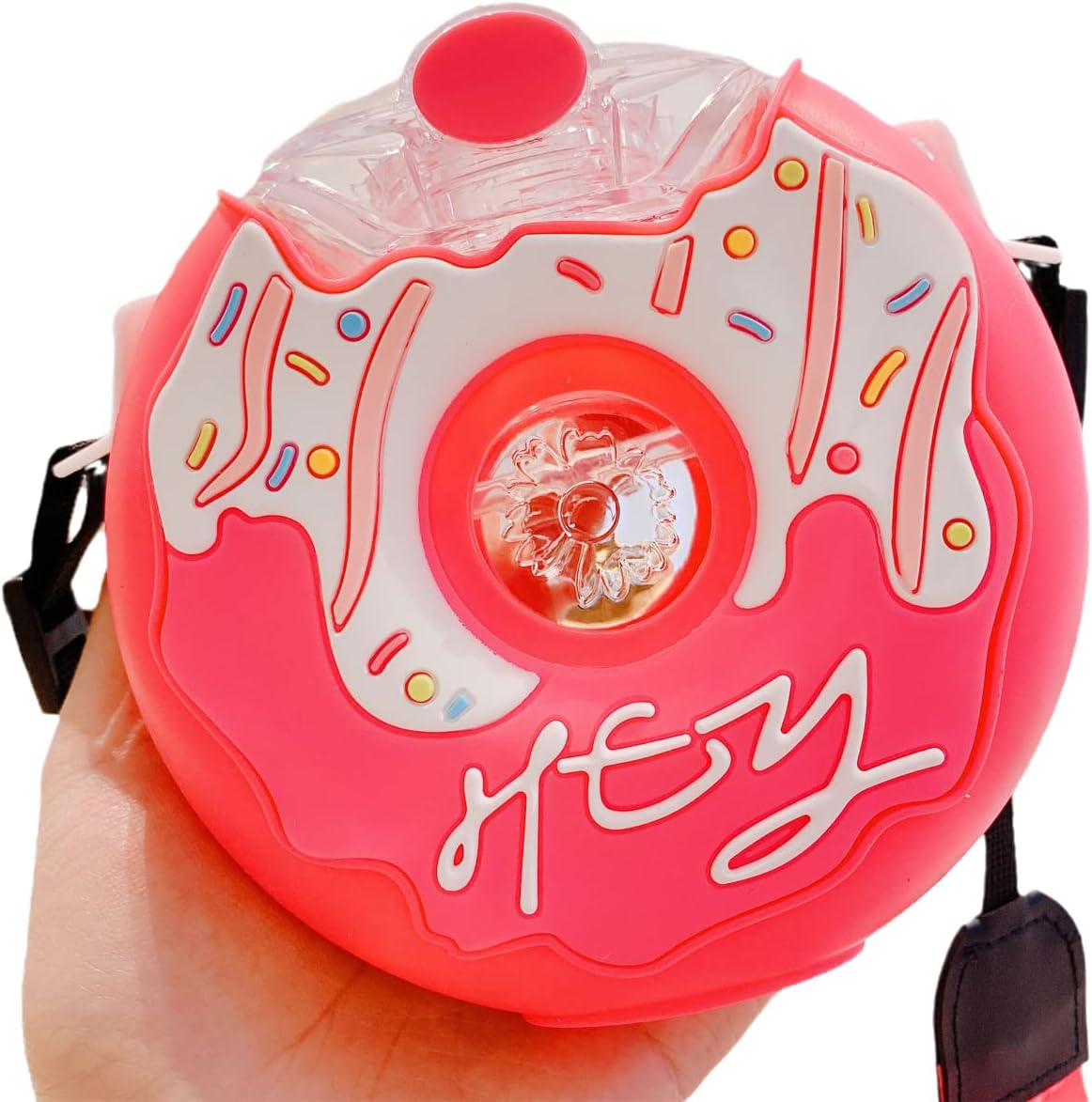 Biomom Donut Tritan Straw Drinking Bottle with Straps, 380ml (5 Designs) - Pupsik Singapore