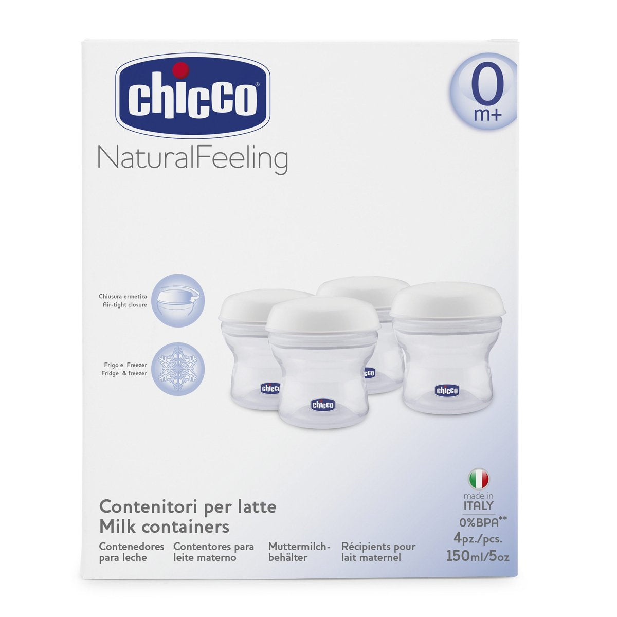 Chicco Natural Feeling Milk Containers, 4pcs x 5oz