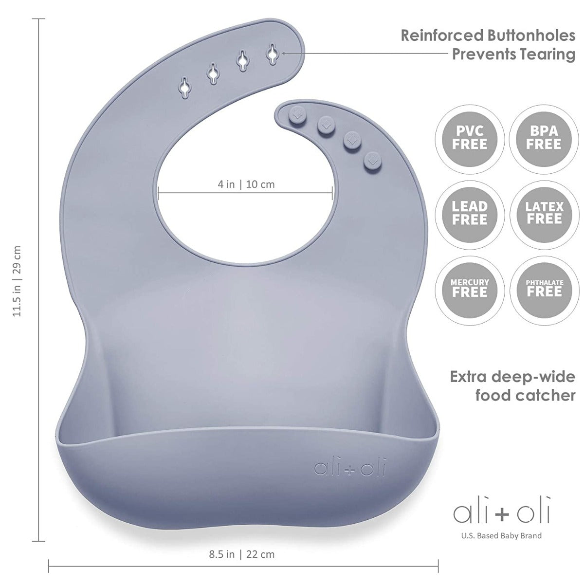 Ali+Oli Baby Silicone Bibs (7 Colours) - Pupsik Singapore