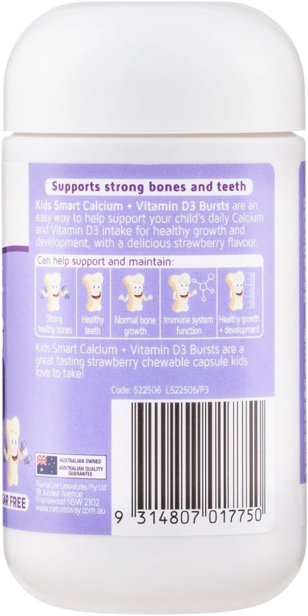 Nature's Way Kids Smart Bursts Calcium + Vitamin D3 Soft Capsules, 50s (Exp 11/26)