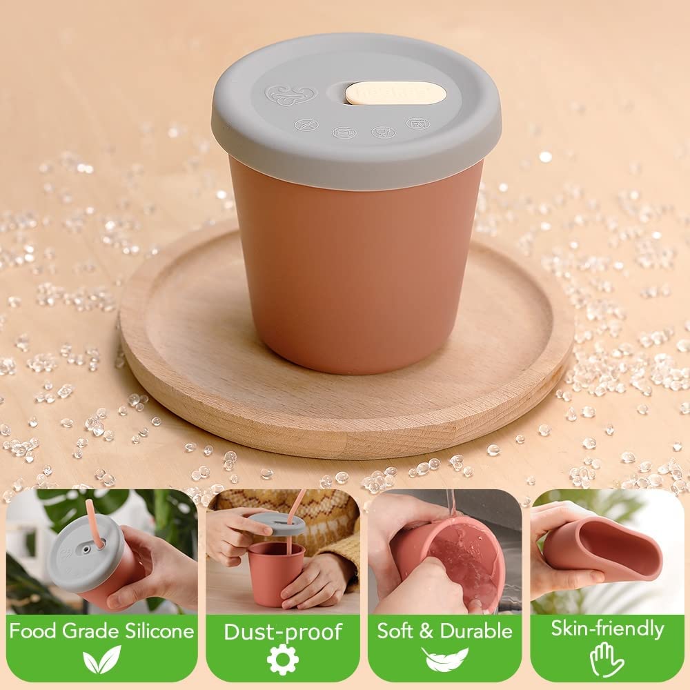 Haakaa Silicone Sippy Straw Cup (4 Colours) - Pupsik Singapore
