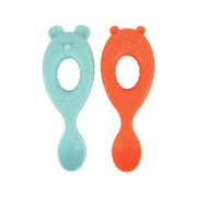 Nuby Animal Silicone Easy Grip Spoons, 2pk - Mouse and Bear
