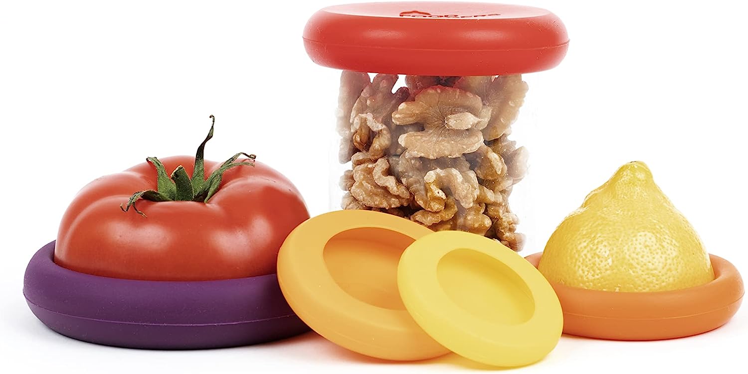 Food Huggers Set of 5 Reusable Silicone Food Savers (4 Colors) - Pupsik Singapore