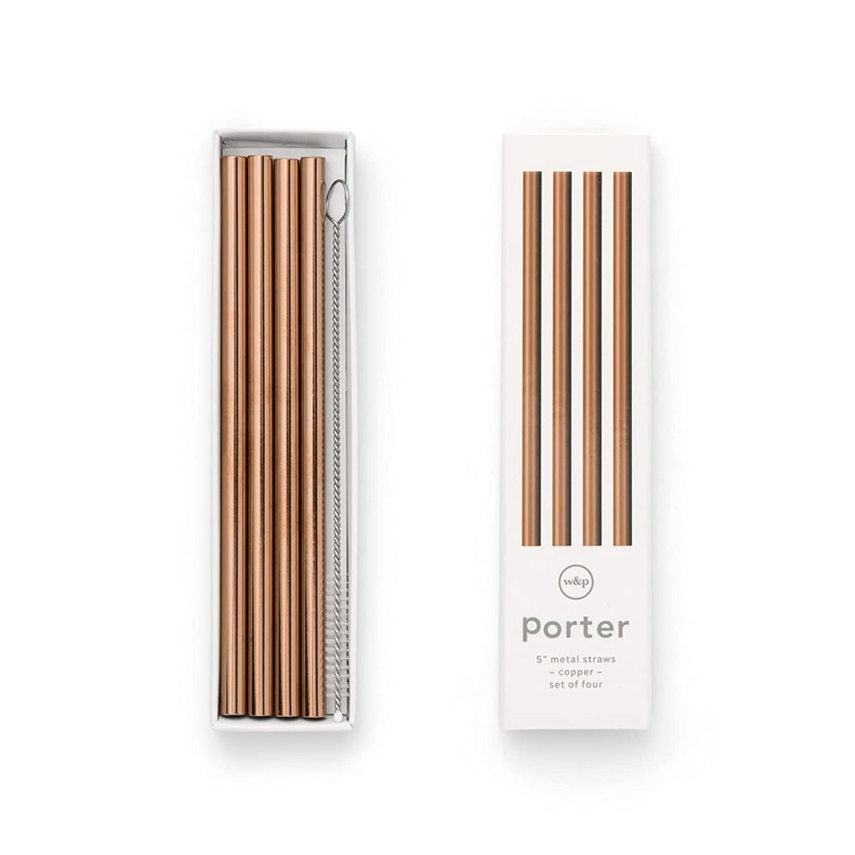 W&P Porter Set of 4 Metal Straws, 5 inches (3 colors) - Pupsik Singapore