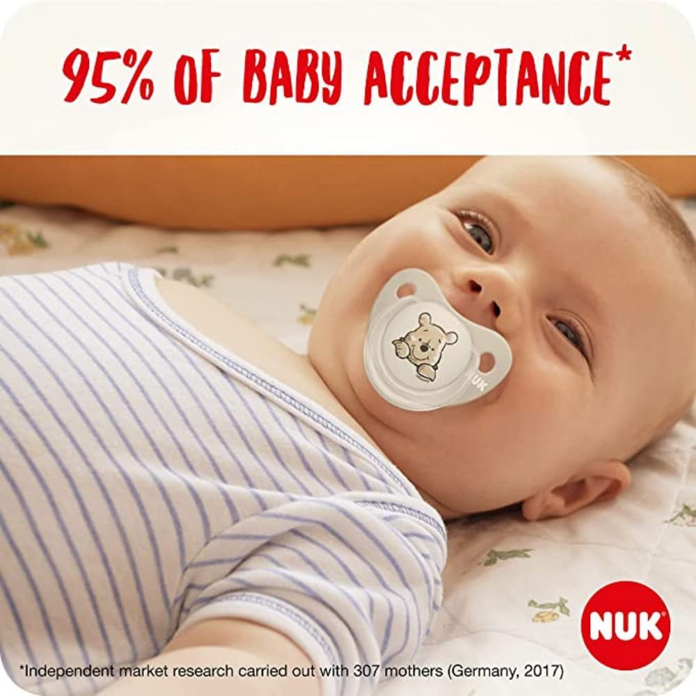 NUK Disney Winnie the Pooh Silicone Soother, 2pk - Winnie & Eeyore