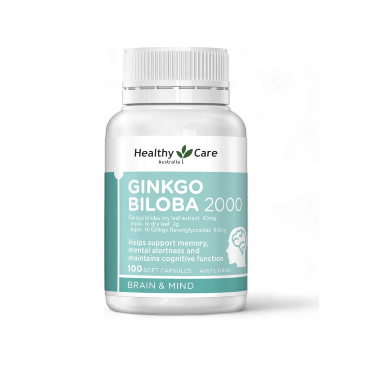 Healthy Care Ginkgo Biloba 2000mg, 100 caps (Exp 07/27)