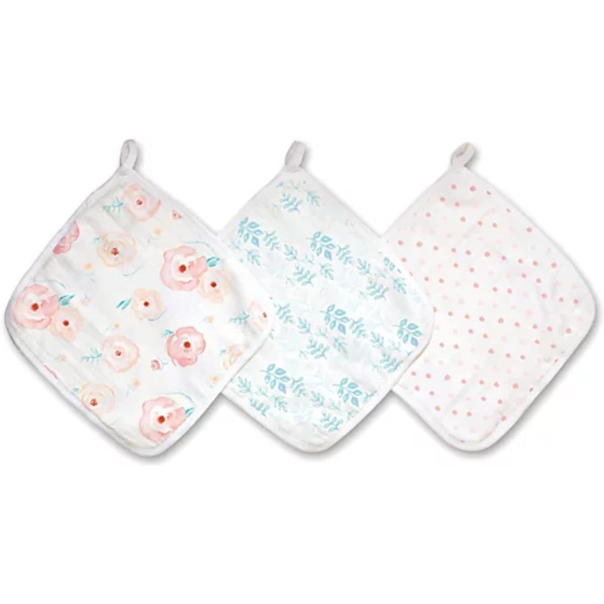 Aden Anais Boutique Cotton Muslin Washcloths, 3pk - Full Bloom