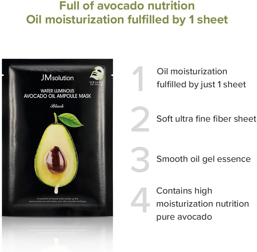 JMsolution Water Luminous Avocado Oil Ampoule Mask, 10pcs (Exp 02/27)