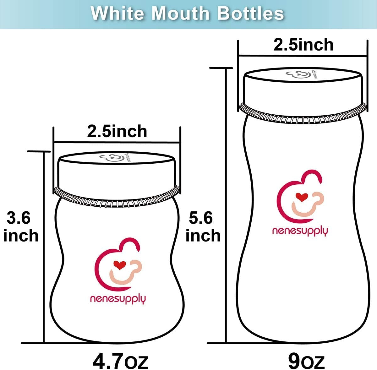 Nenesupply Wide Mouth Breastmilk Storage Bottle (280ml/9oz) (4pk)