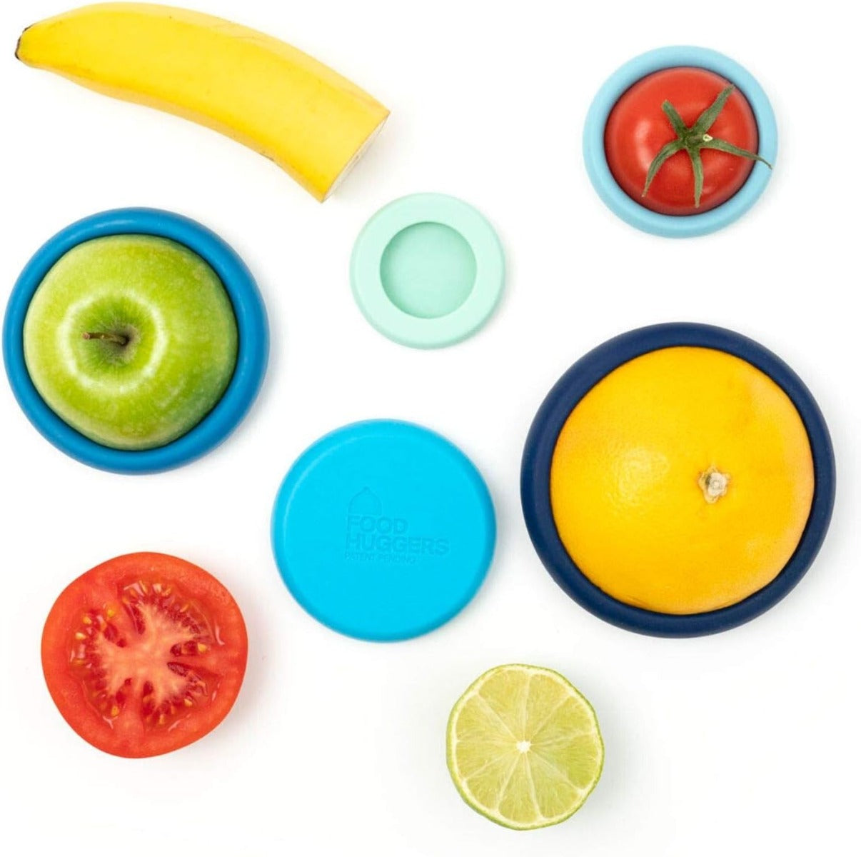 Food Huggers Set of 5 Reusable Silicone Food Savers (4 Colors)