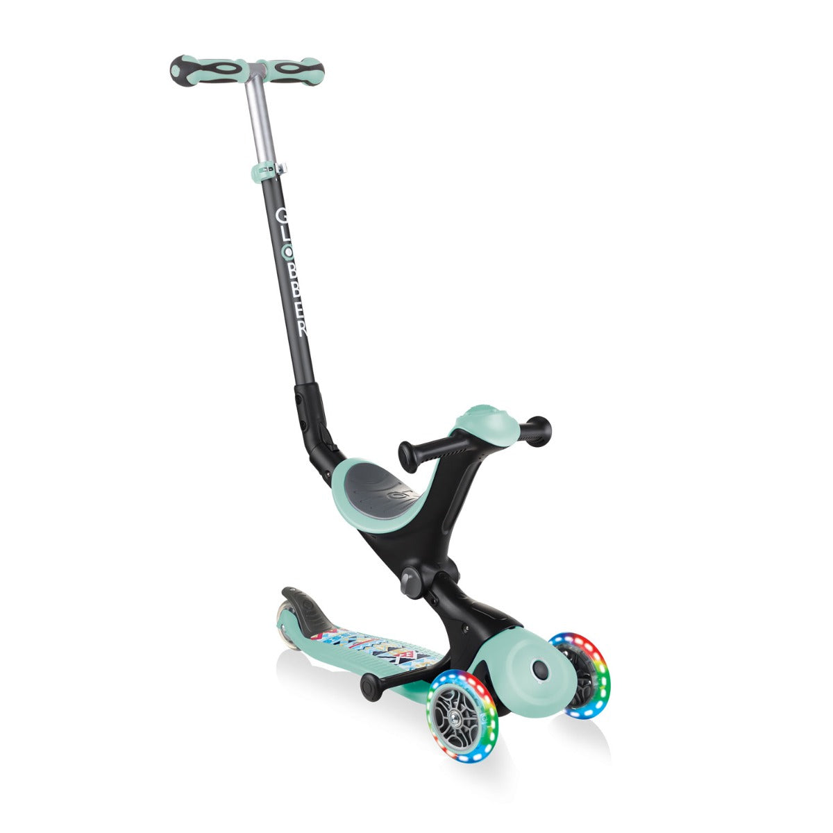 Globber GO•UP Deluxe Fantasy Lights Convertible Foldable Scooter (LED Wheels) - 3 Designs