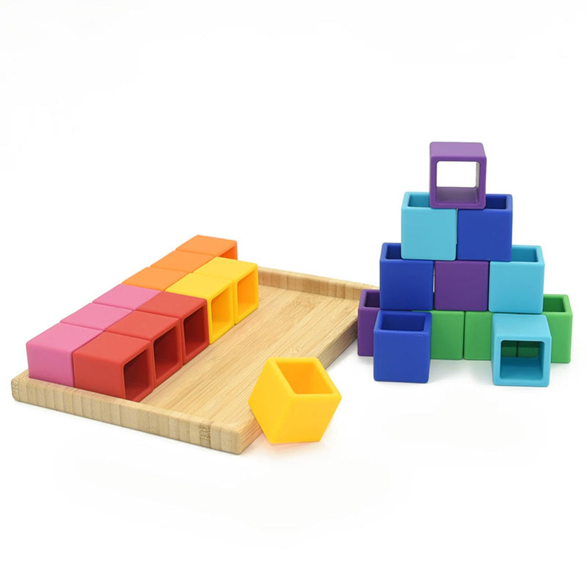 Biomom Silicone Building Blocks, 16pcs - Rainbow