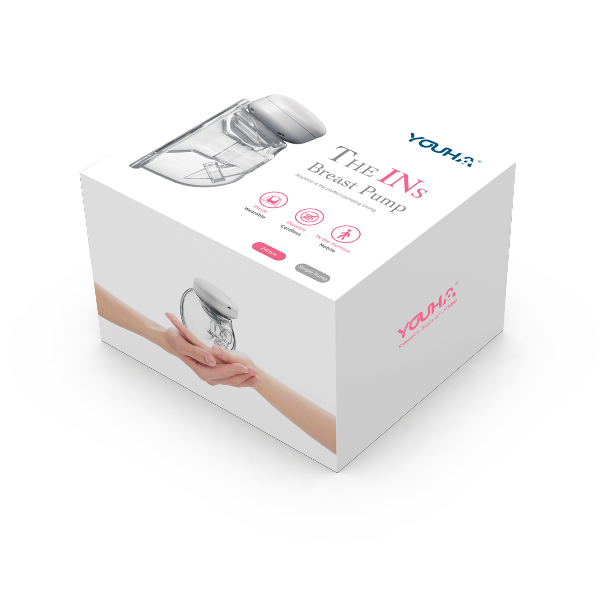 Youha The Ins (Ava) Gen 1 Wearable Handsfree Breast Pump w/ Bluetooth App (2 Sizes) - Pupsik Singapore