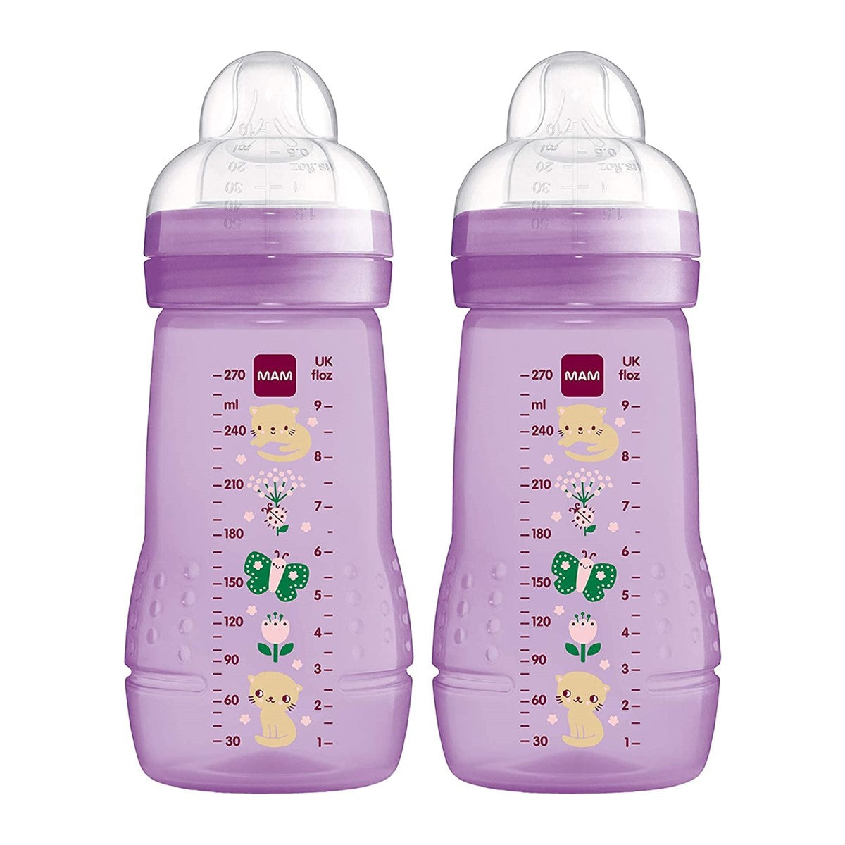 MAM Easy Active Baby Bottle, 2 x 270ml (3 Assorted Colours)