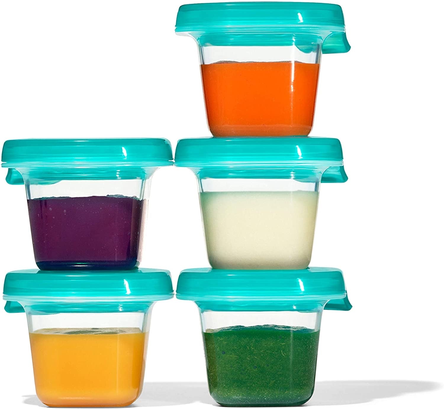 OXO Tot Silicone Baby Blocks Freezer Storage Containers, 6 x 2oz - Teal