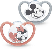 NUK Disney Mickey Mouse Space Silicone Soother, 2pk - Rose (2 Sizes)