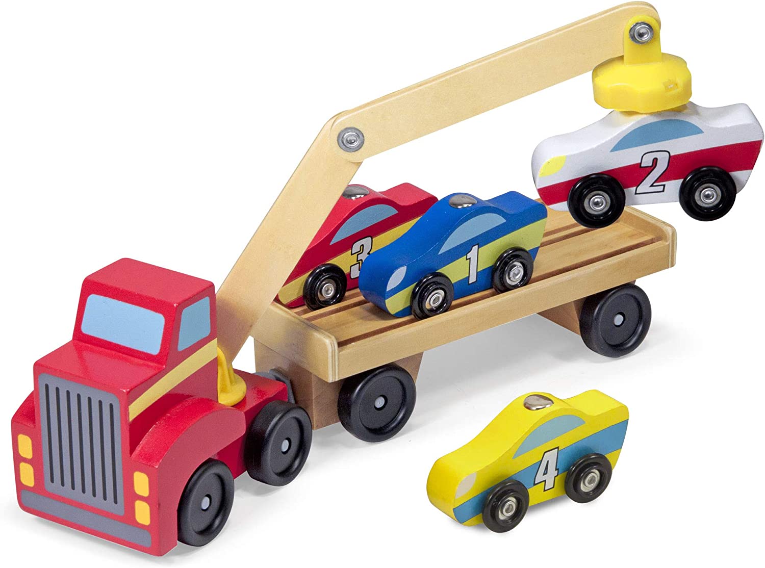 Melissa & Doug Magnetic Wooden Car Loader Set