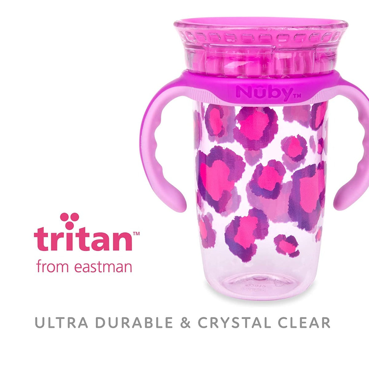 Nuby 360 Edge Printed 2-Stage Drinking Rim Tritan Cup, 300ml (3 Designs) - Pupsik Singapore