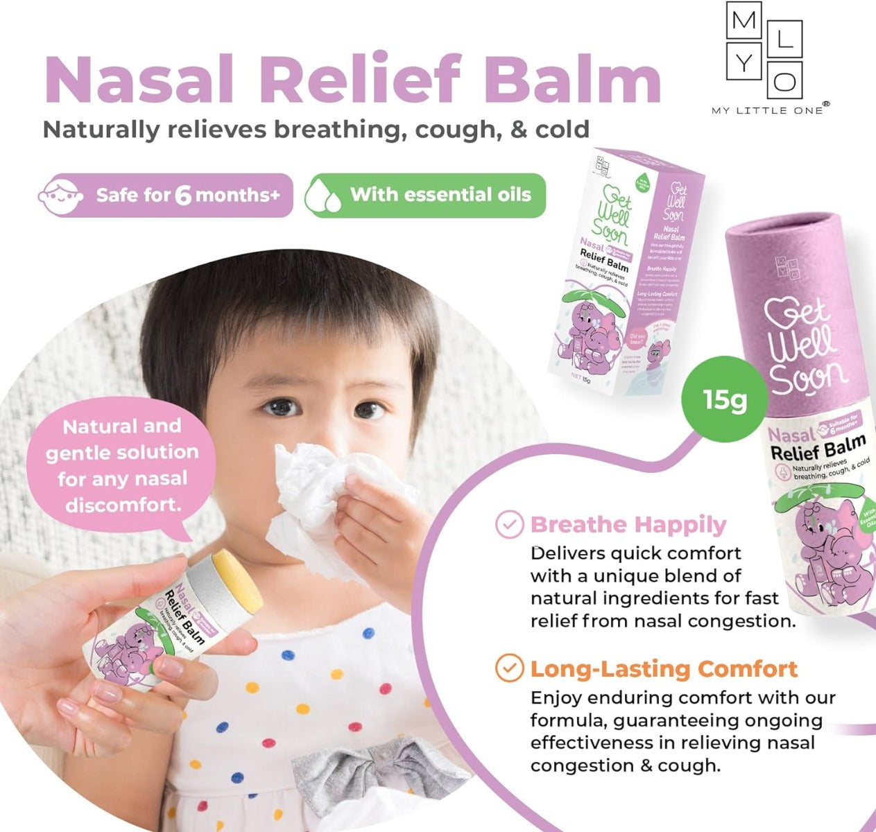 MyLO Get Well Soon Nasal Relief Balm, 15g (Exp 02/28)