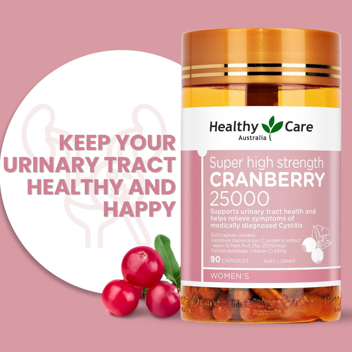 Healthy Care Super High Strength Cranberry 25000, 90 Caps (Exp 08/27)
