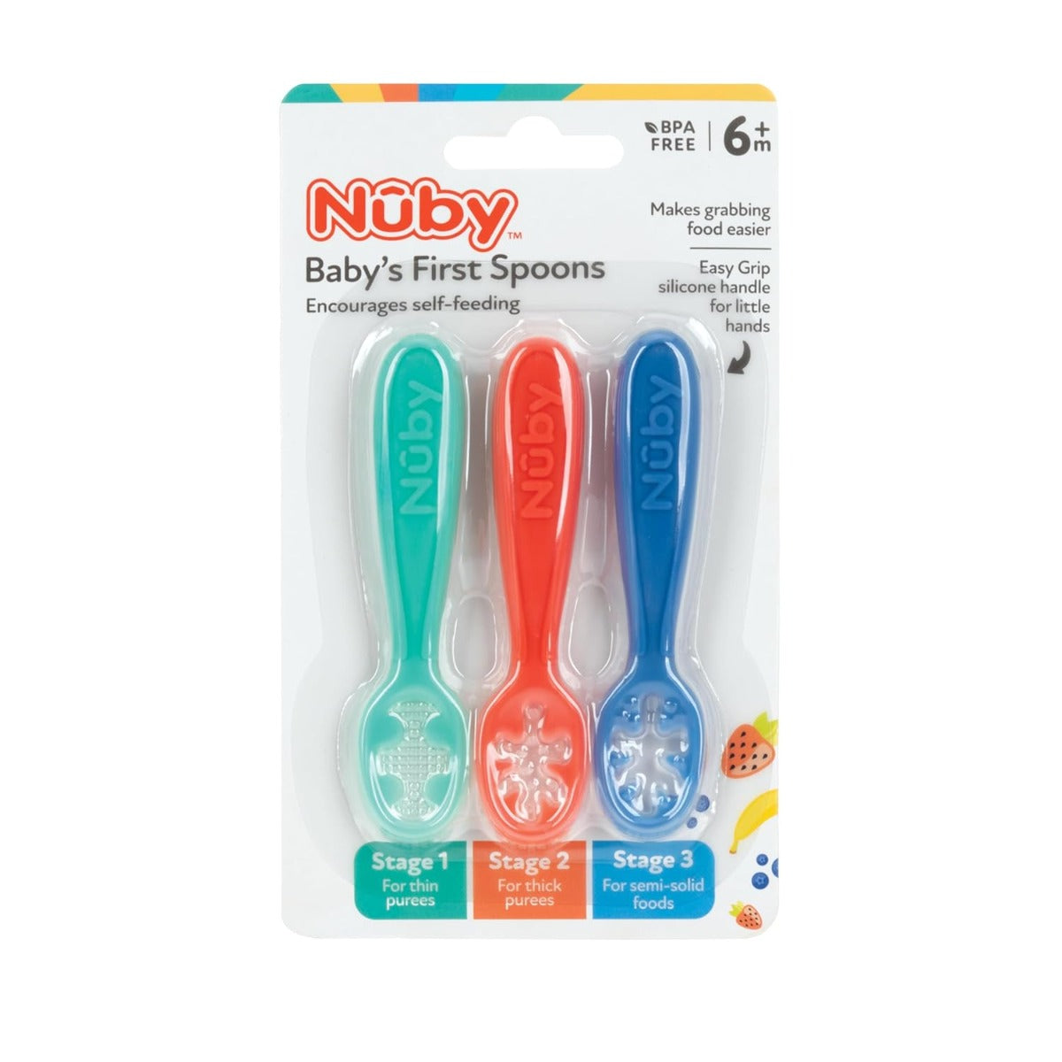 Nuby 3-Stage Silicone Baby's First Spoon, 3pk