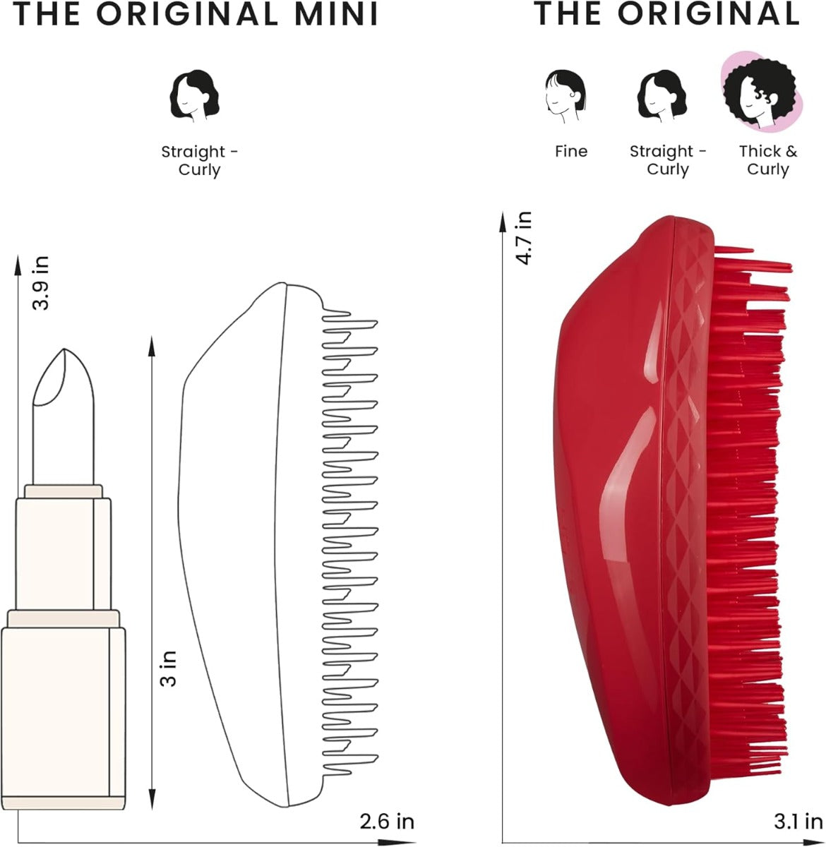 Tangle Teezer Original Detangling Hairbrush, Thick & Curly (1 Design)