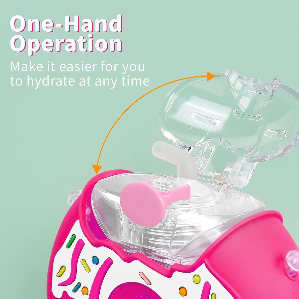 Biomom Donut Tritan Straw Drinking Bottle with Straps, 380ml (5 Designs)