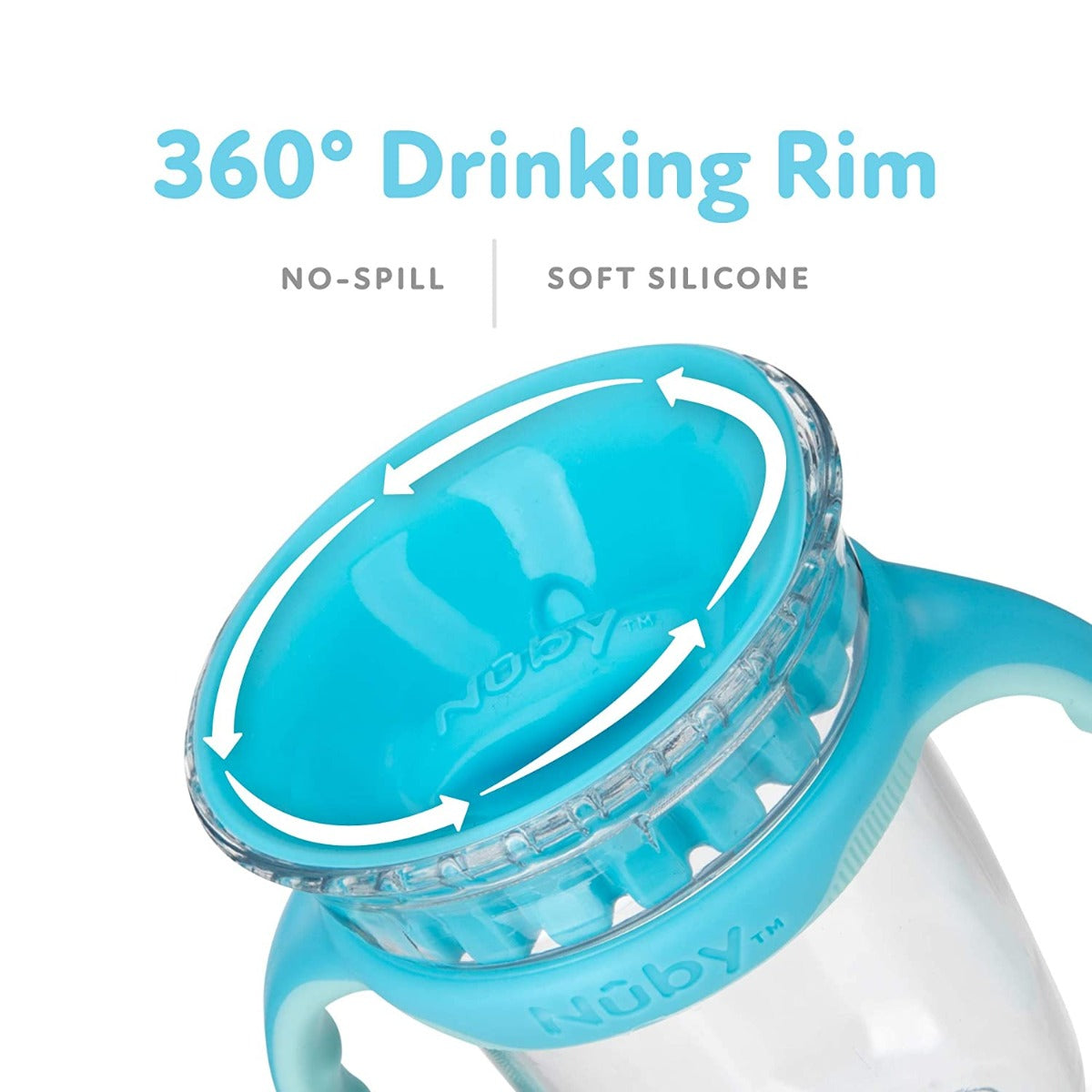 Nuby 360 Edge Printed 2-Stage Drinking Rim Tritan Cup, 300ml (3 Designs) - Pupsik Singapore
