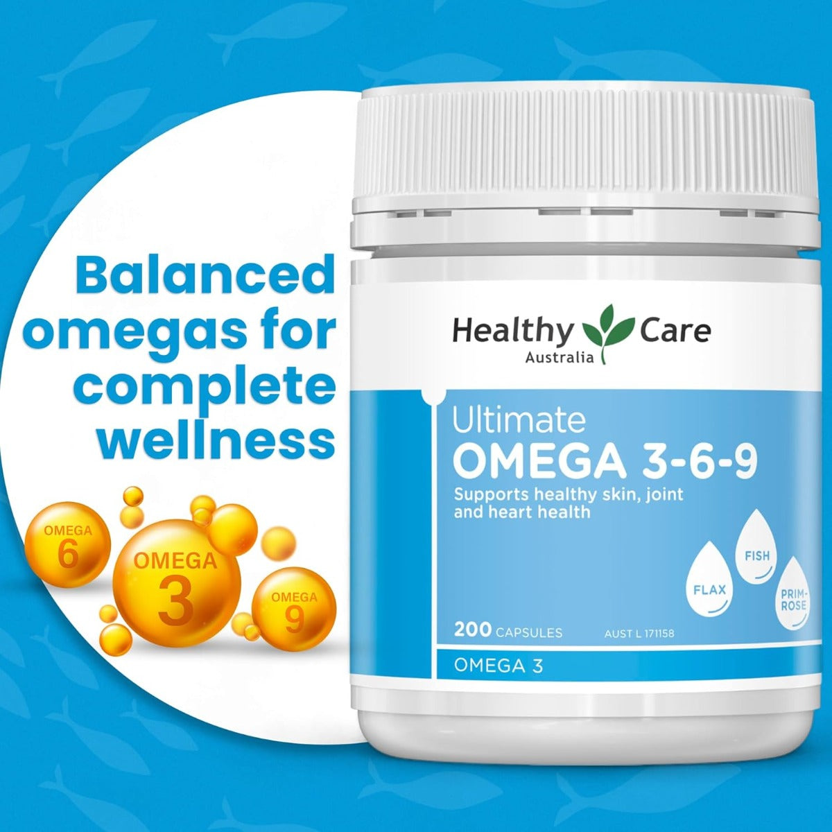 Healthy Care Omega 3-6-9,  200 Capsules (Exp 12/26)