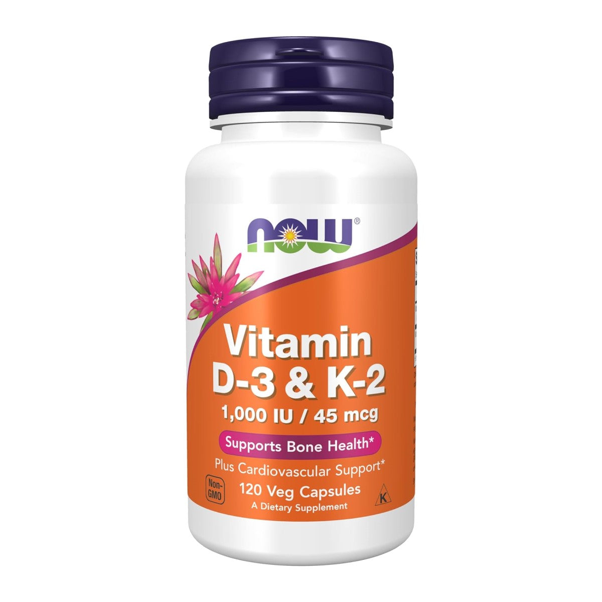 NOW Foods Vitamin D-3 & K-2 1000 IU, 120 Veg Capsules (Exp 05/28)
