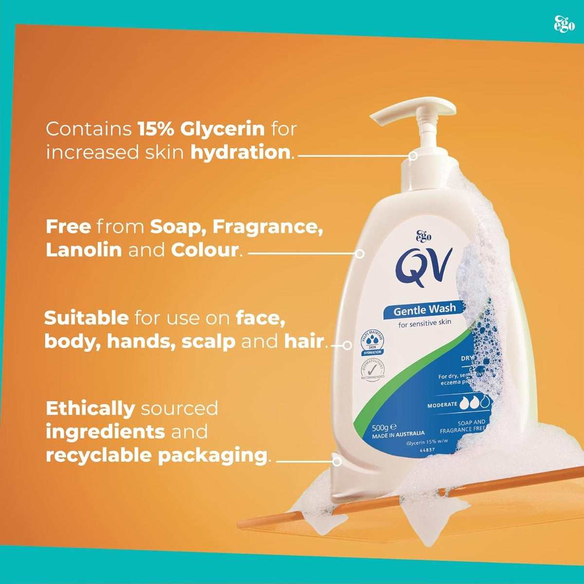 QV Gentle Wash, 500g (Exp 02/28)