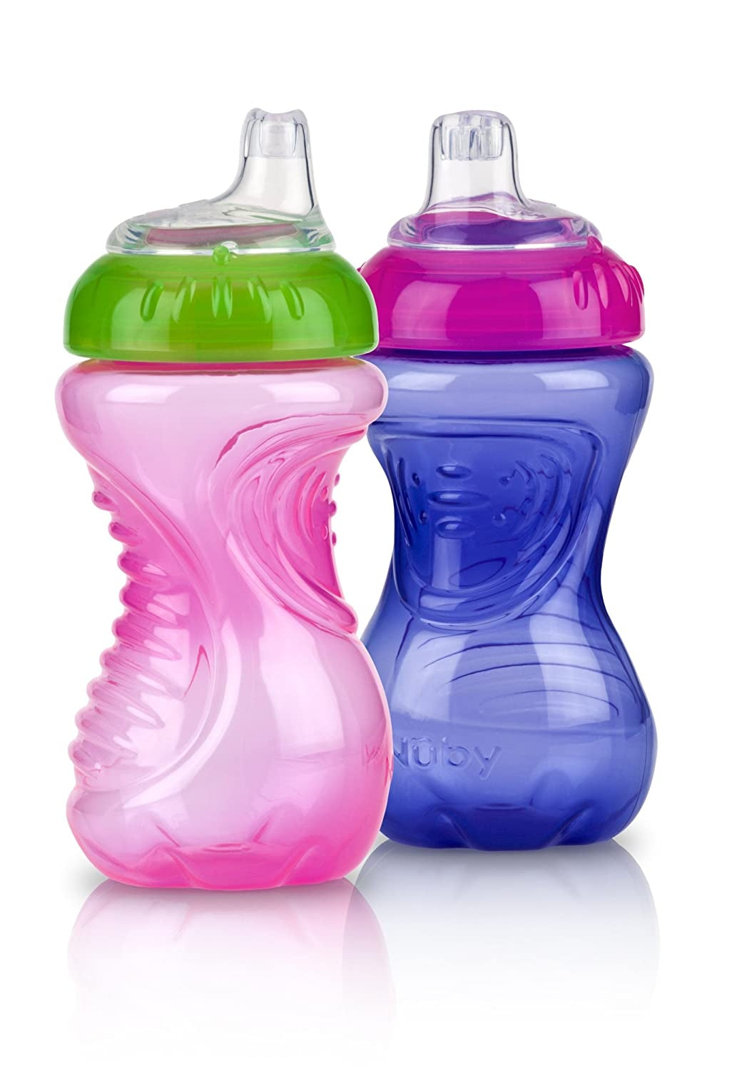Nuby No-Spill Gripper Cups, 2 Pk, 300ml - Pink/Purple