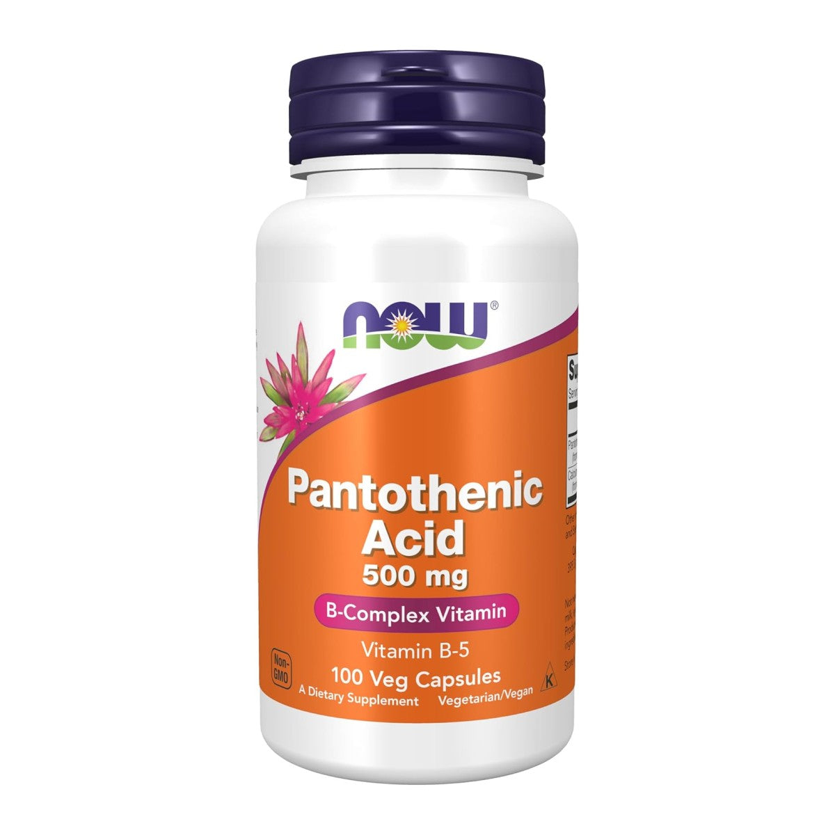 NOW Foods Pantothenic Acid 500 mg, 100 Veg Capsules (Exp 08/27)