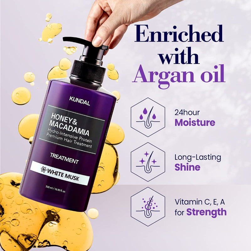 Kundal Honey & Macadamia Protein Hair Treatment, 500ml - Amber Vanilla (Exp 01/28)