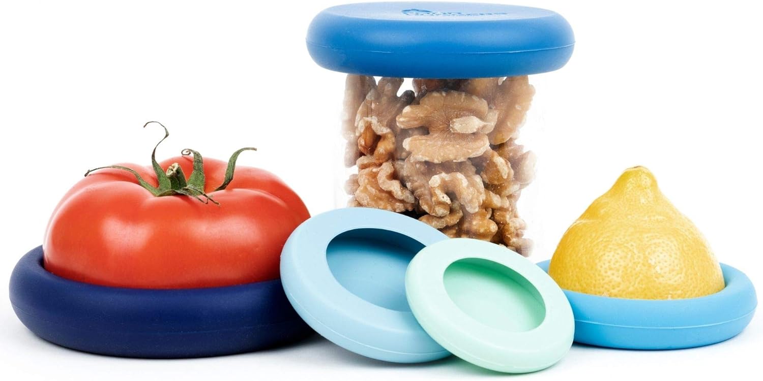 Food Huggers Set of 5 Reusable Silicone Food Savers (4 Colors) - Pupsik Singapore