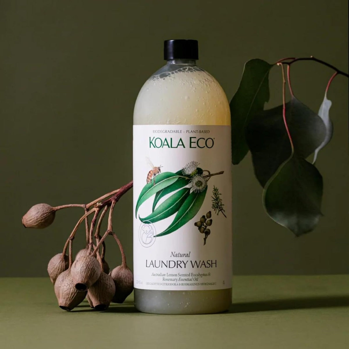 Koala Eco Natural Laundry Wash, 1L Refill - Lemon Scented Eucalyptus & Rosemary Essential Oil (Exp 07/27)