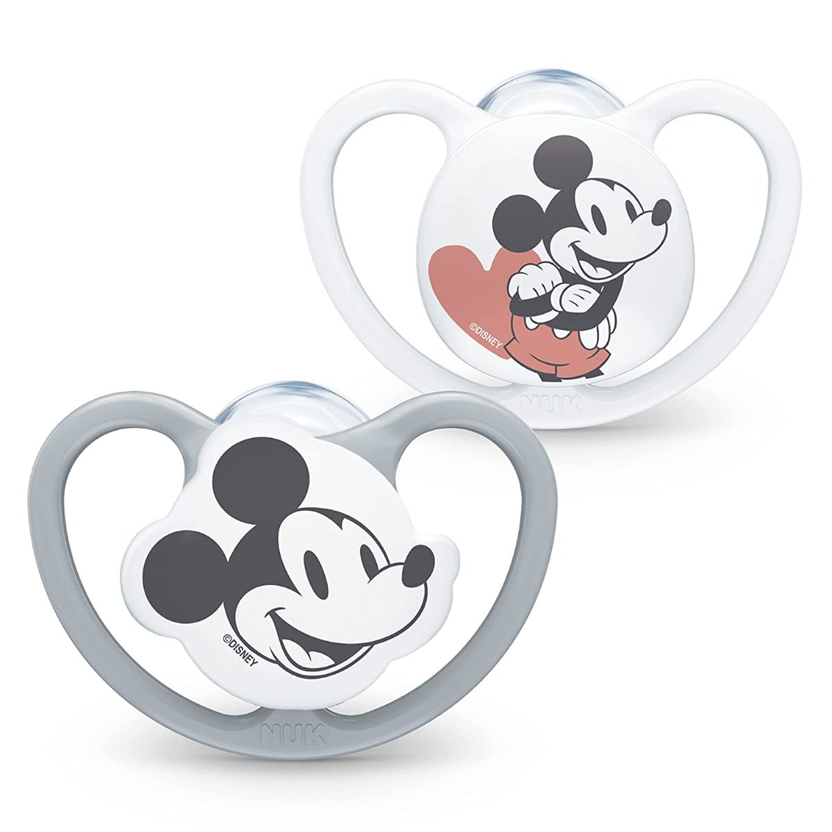 NUK Disney Mickey Mouse Space Silicone Soother, 2pk - Grey (3 Sizes)