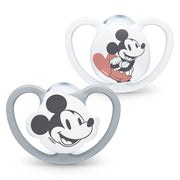 NUK Disney Mickey Mouse Space Silicone Soother, 2pk - Grey (3 Sizes)